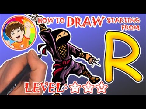 How to Draw Starting From The Letter R - NINJA - LEVEL - YouTube