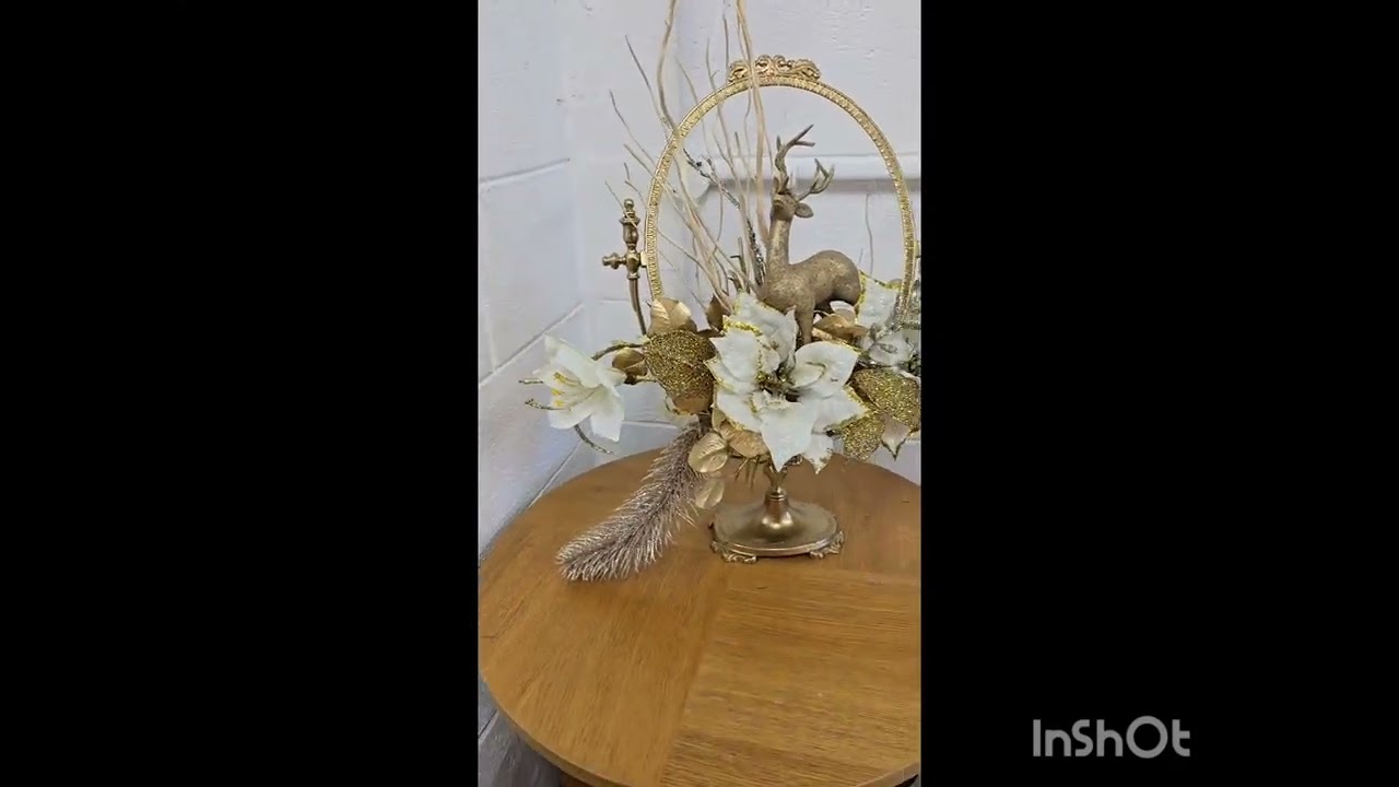 Homemade Christmas decorations recycling boken mirror and wedding flowers.