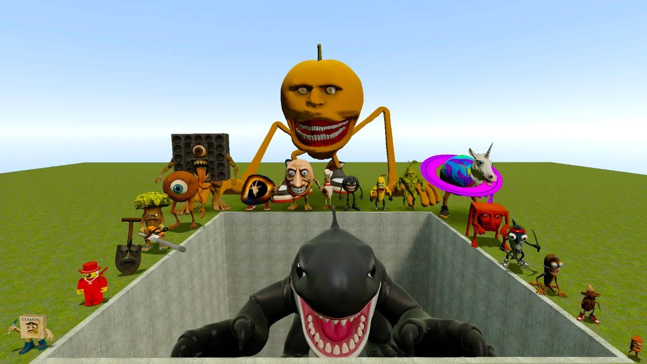 AI Brainrot Memes vs Orcaledon Bosses in Giant Pit – Gmod Chaos