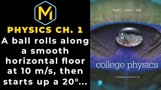 1.48 Mastering Physics Solution-"A ball rolls along a smooth horizontal floor at 10 m/s, then starts