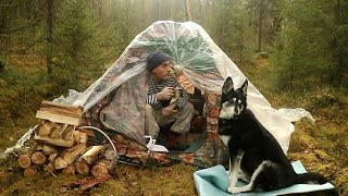 картинка: Палатка печка и тайга