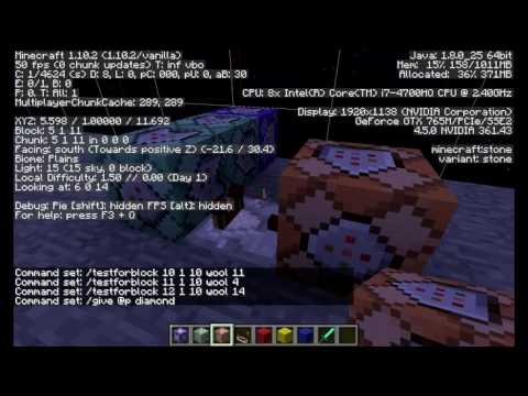 The /testforblock and /testfor command in Minecraft