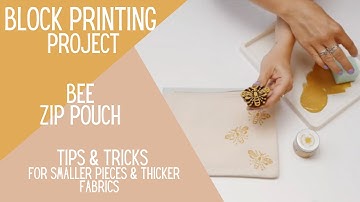 EASY Block Printing Project -  Bee Zip Pouch - The Arty Crafty Place