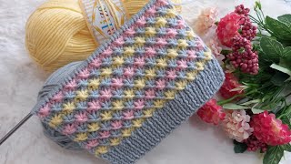  3 Renk İple Çok Güzel Popüler Örgü Modeli Çok Kolay İki Şiş Örgü Modeli Knitting Pattern