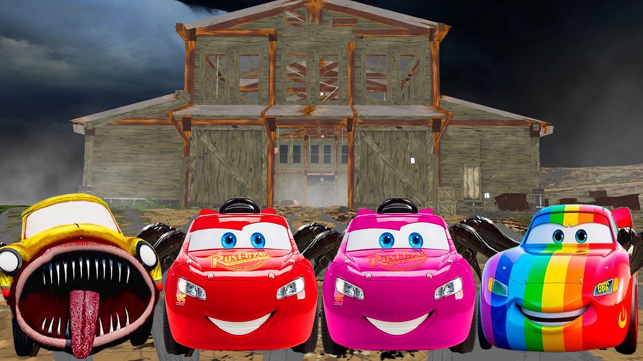 Upgrade LIGHTNING MCQUEEN Rainbow Monster VS McQueen Pink Monster,McQueen Red Monster,CAR EATERtrain