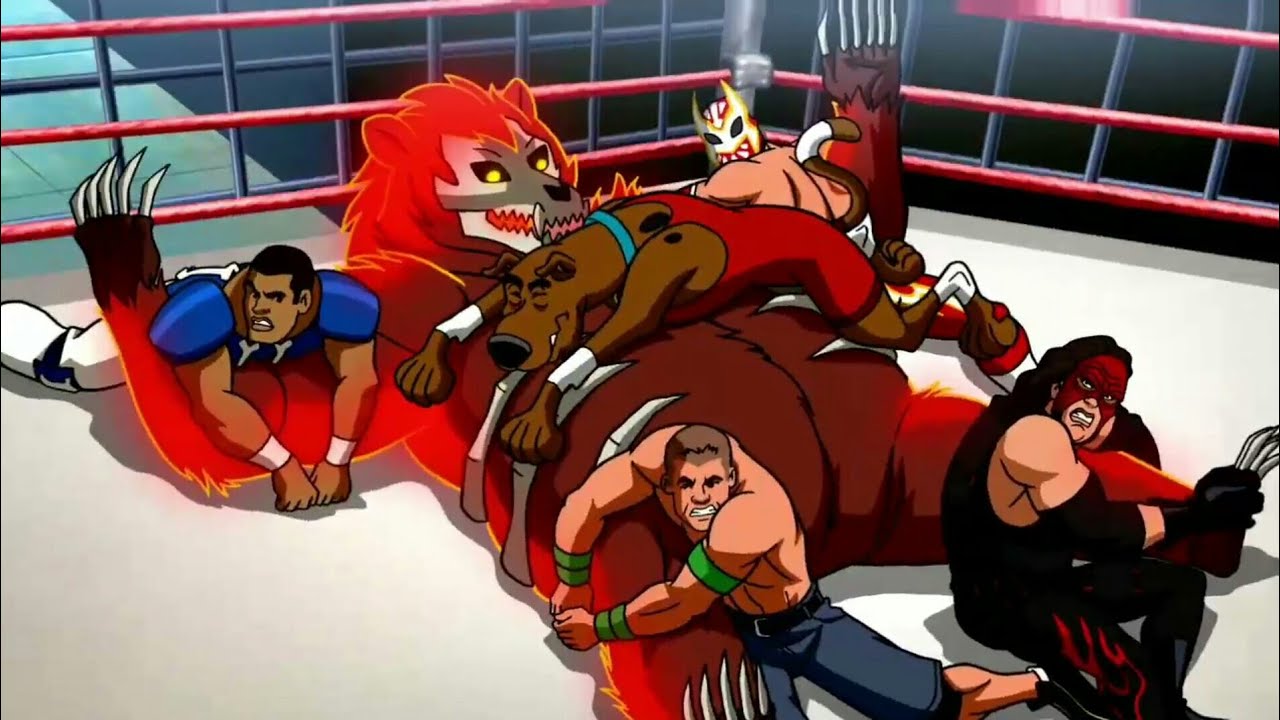 Download Scooby-Doo! WWE Steel Cage Match John Cena, Kane & Sin Cara Vs Ghost Bear!! | WrestleMani
