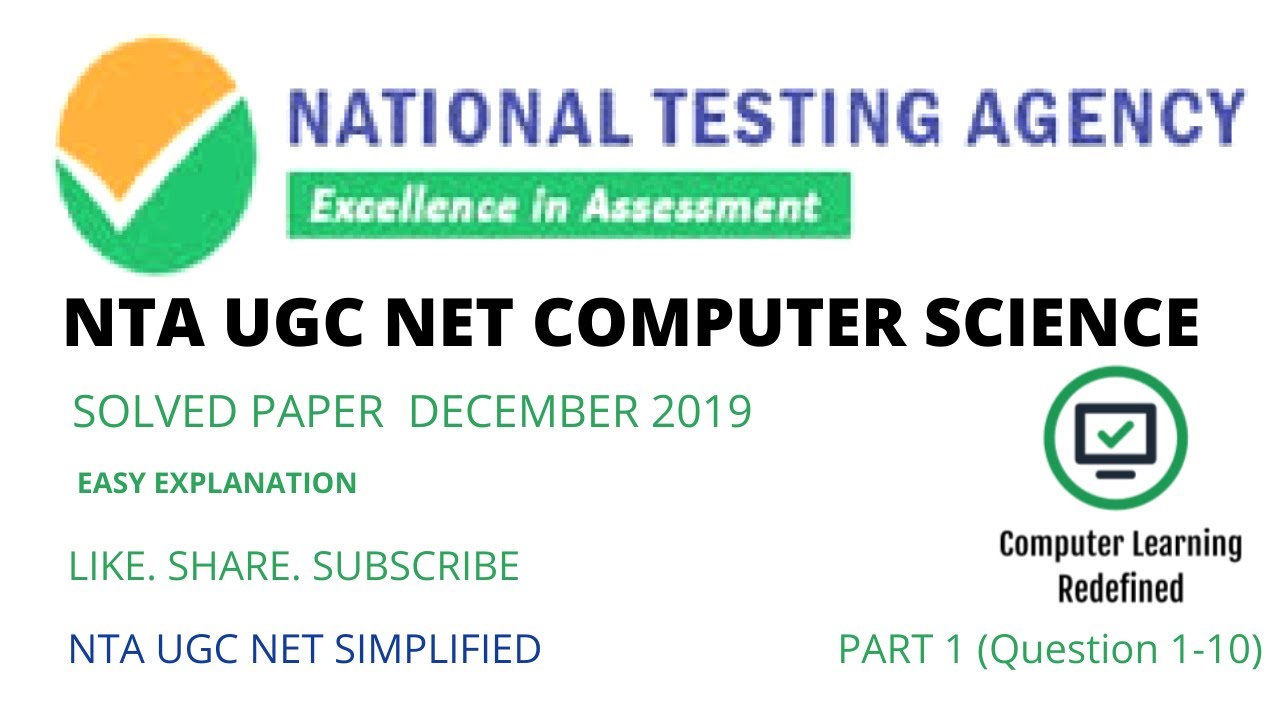 NET Dec 2019 || Computer Science || Solved Paper Part-1 || Fully ...