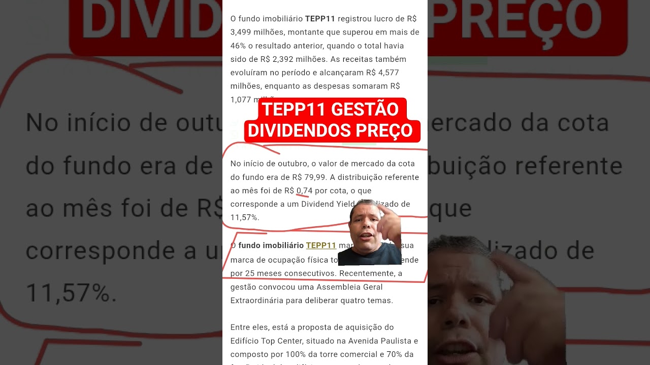 TEPP11 GESTÃO DIVIDENDOS PREÇO  