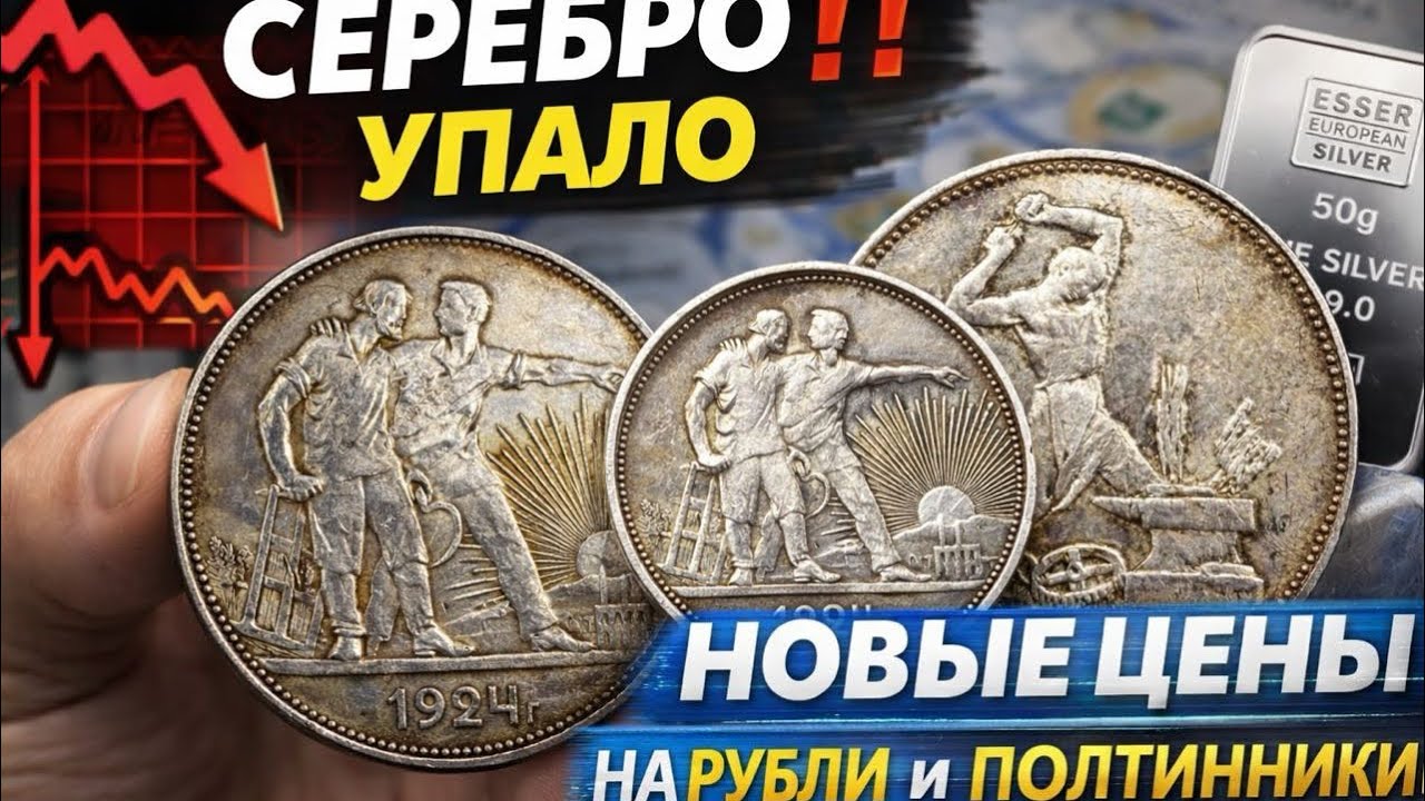 Падение серебра −17%: что будет с монетами? НОВЫЕ ЦЕНЫ НА РУБЛИ И ПОЛТИННИКИ! Купил золотые монеты!