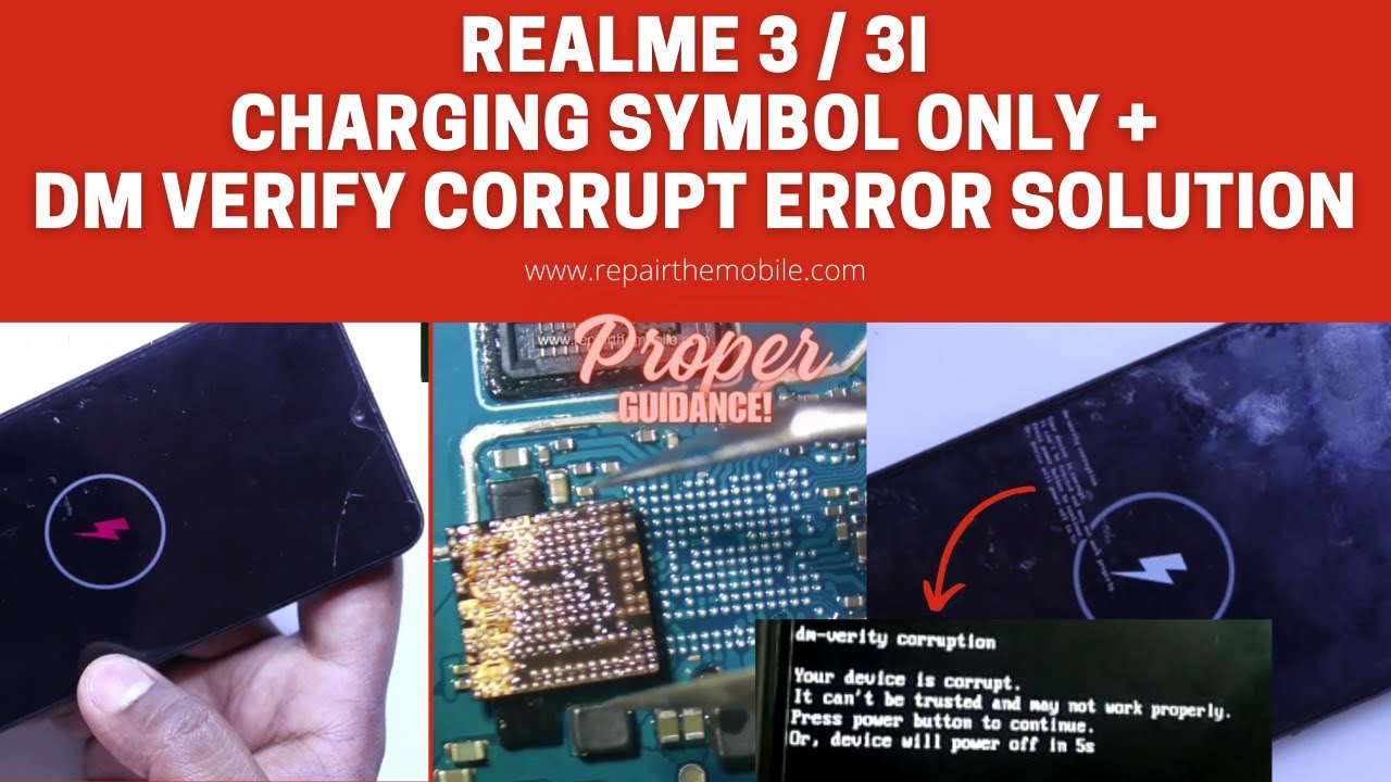 Только символ зарядки Realme 3 / 3i и решение ошибки DM Verify Corrupt