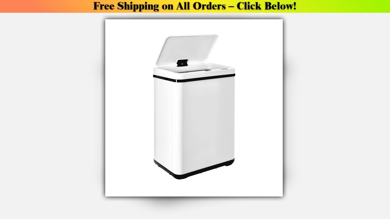 Smart Trash Can Wellhome - Automatic Opening and Manual Contact, 40L White, Foldable Design,