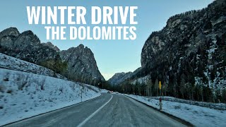 Dolomites Winter Drive Golden Hour | Italy | 4K Scenic Drive
