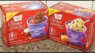 This is a taste test/review of the new duncan hines perfect size for 1
decadent german chocolate cake mix and caramel mix. they were $2.50
each at walma...