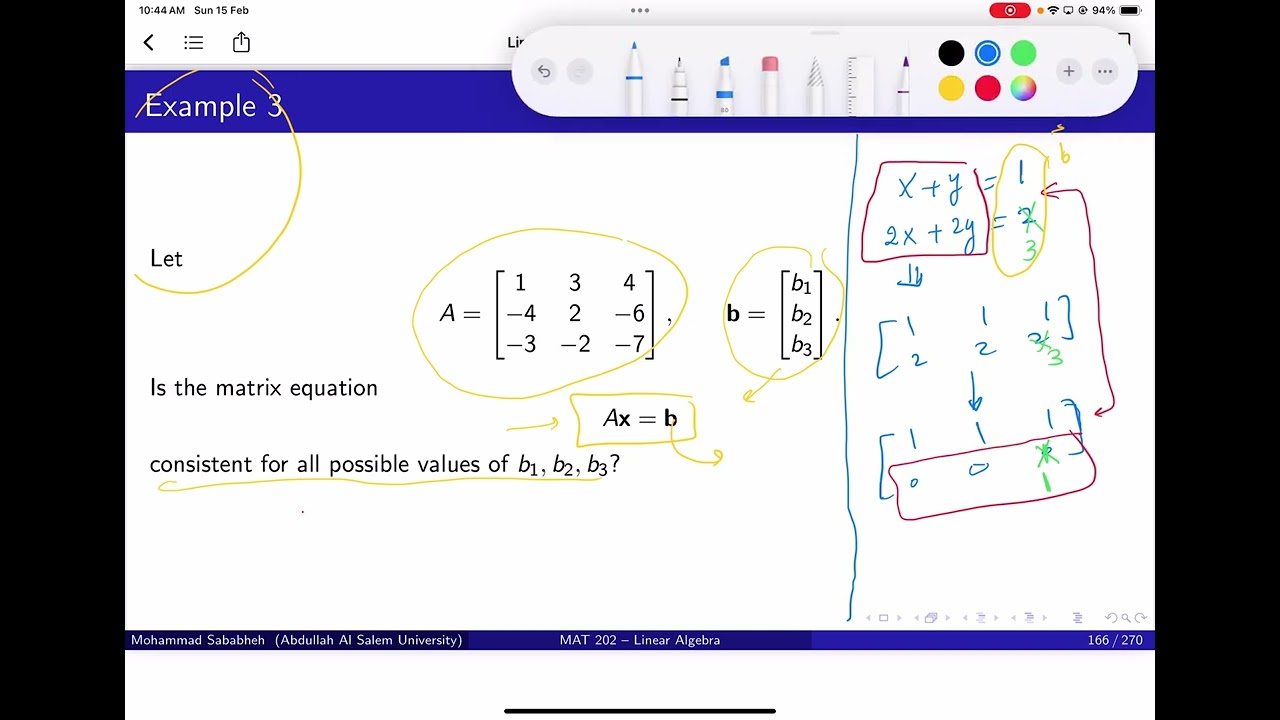 021 Linear Algebra Ax=b Find b