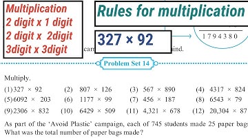 5 std - Math - 21 Aug - Problem Set 14 , multiplication,  3 digit by 2 digit