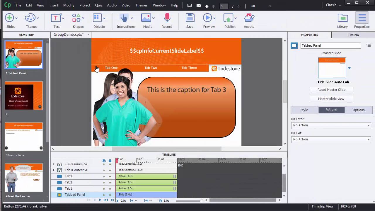 Create a Tabbed Panel with Groups in Adobe Captivate 9 - YouTube