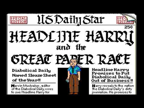 Headline Harry and the Great Paper Race (DOS) intro