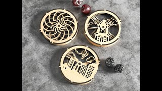 Round Kinetic Coaster Mechanical Laser Cut Tea Coffee Cup Mat Pad Placemat Digital Download |#266|