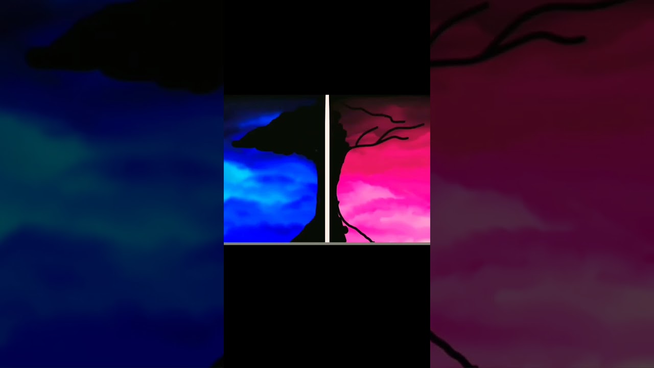 Fantasy blue and pink tree digital art. 