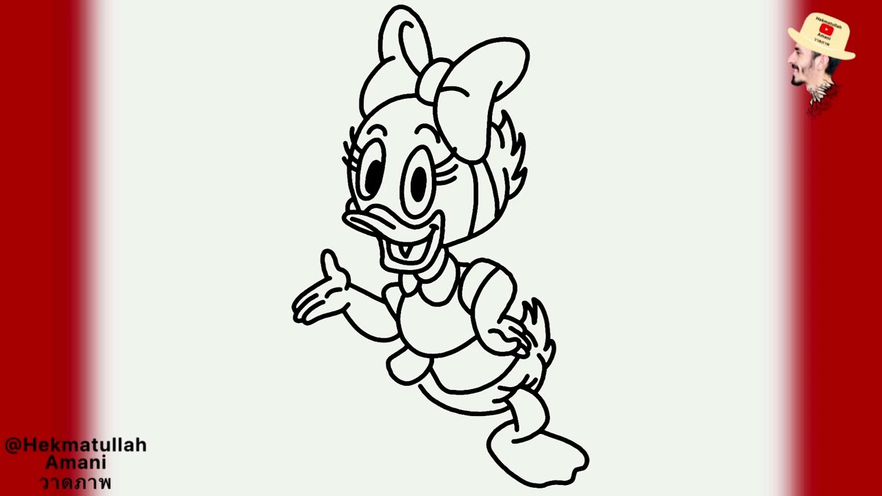 Научитесь легко рисовать Дейзи Дак шаг за шагом | Практикуйтесь в рисовании мультфильмов.