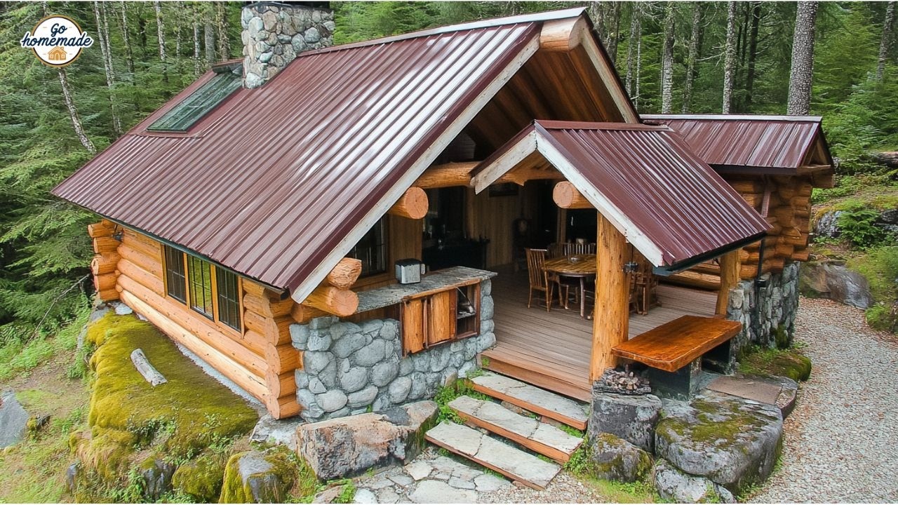 Step By Step: Constructing A Cozy Wooden Home In The Wilderness - YouTube