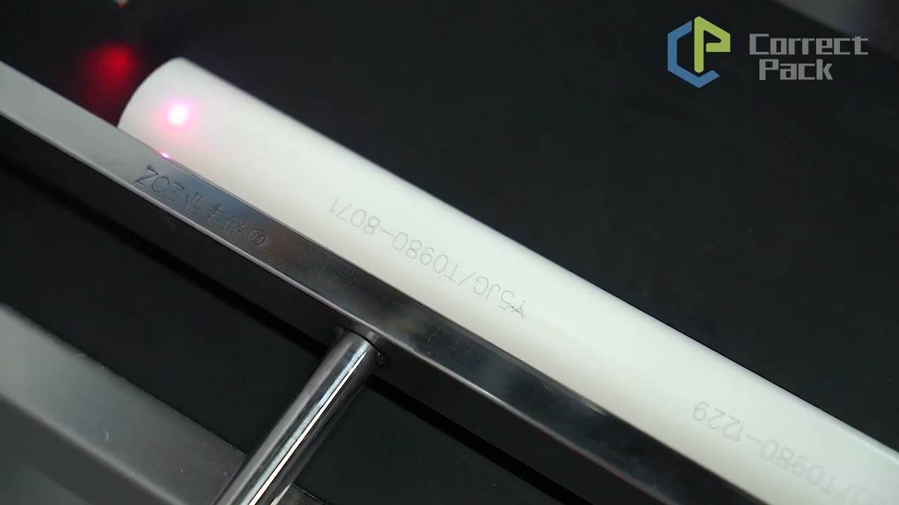 Correct Pack UV laser printer on PVC pipe marking