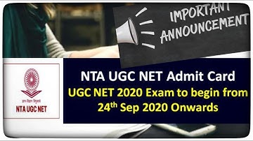 UGC NET Admit Card 2020 | Update Information | NTA