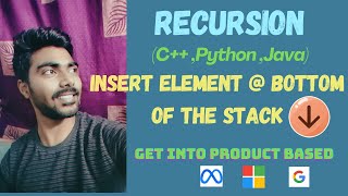 Insert element @ bottom of the stack  | Placement problem | DSA in Tamil | Interview | Recursion