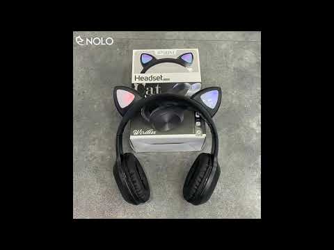 Tai Nghe Headphone Bluetooth V5.0 P38M Kiểu Dáng Tai Mèo Có Đèn Led Hỗ Trợ Nghe Qua Dây Cắm AUX