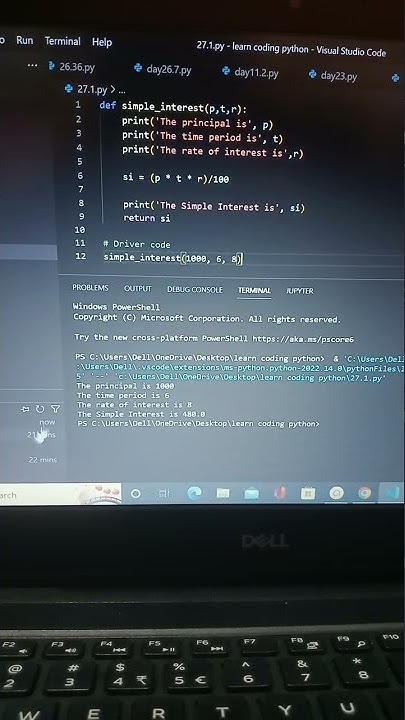 code to simple interest calculation using python #python #simpleintrest ...
