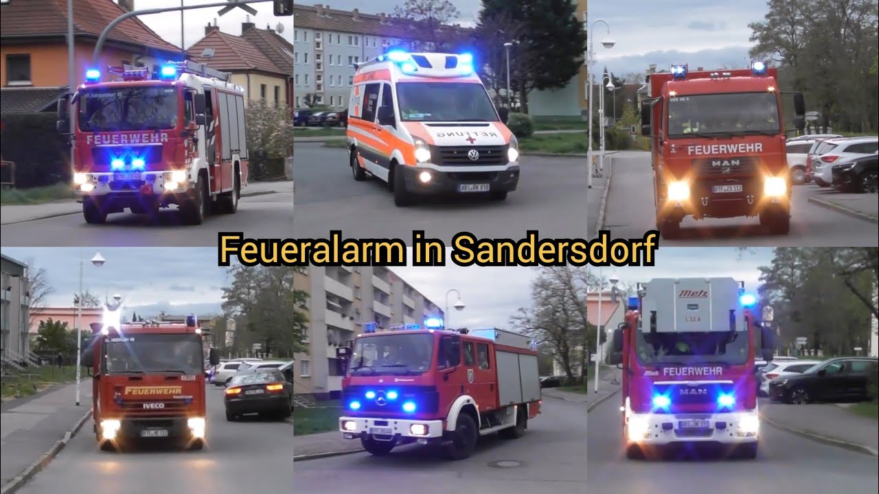 Vollalarm mit 5 FFs - Einsatzfahrten zum Feueralarm Finkenhain in Sandersdorf + Grüße