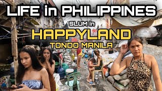 NONSTOP ACTION at THE BIGGEST SLUM in PHILIPPINES | AMAZING WALK at HAPPYLAND TONDO MANILA [4K] 🇵🇭