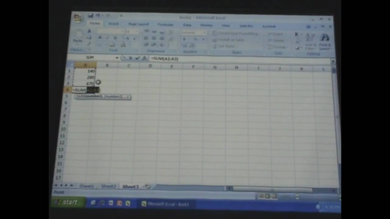 Excel 2007 Auto Sum Button YouTube Excel 2007 Auto Sum Button YouTube