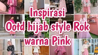inspirasi OOTD hijab style remaja rok warna Pink terkece dan modis