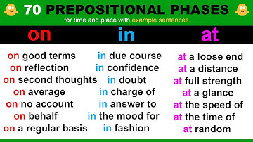 70 Prepositional Phrases For Place and Time using the words IN, ON and AT - English Grammar Lesson