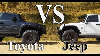 Jeep JK, vs Toyota FJ, Interco TSL SX2 vs Maxxis Trepador, off road.