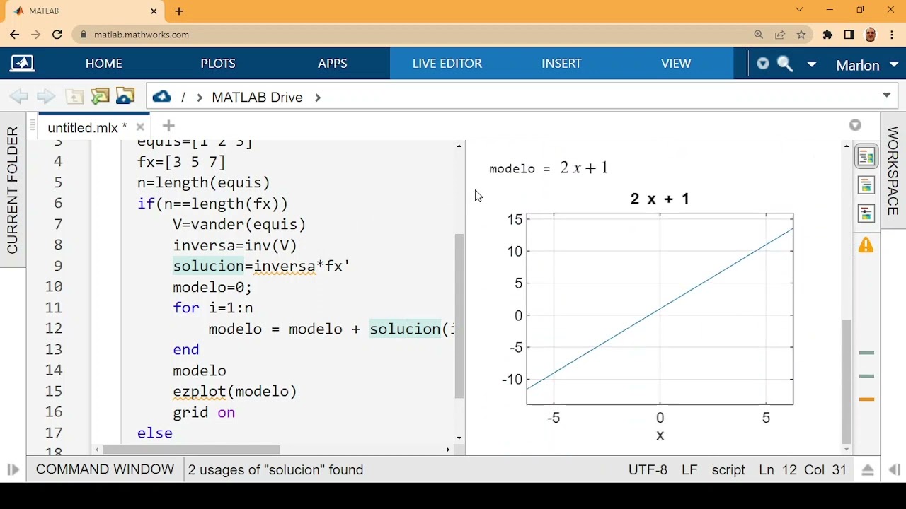 Interpolación con Vandermonde en Matlab - YouTube