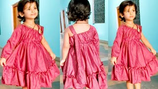 Designer new cut baby dress cutting and stitching in hindi//3to 4 year baby girl designer dress