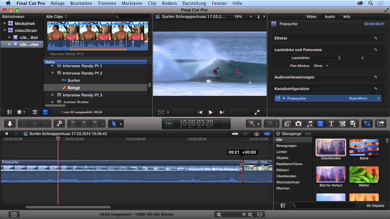 New Update Neu in Final Cut Pro X 10.1 Tutorial: Übergänge erstellen |video2brain.com