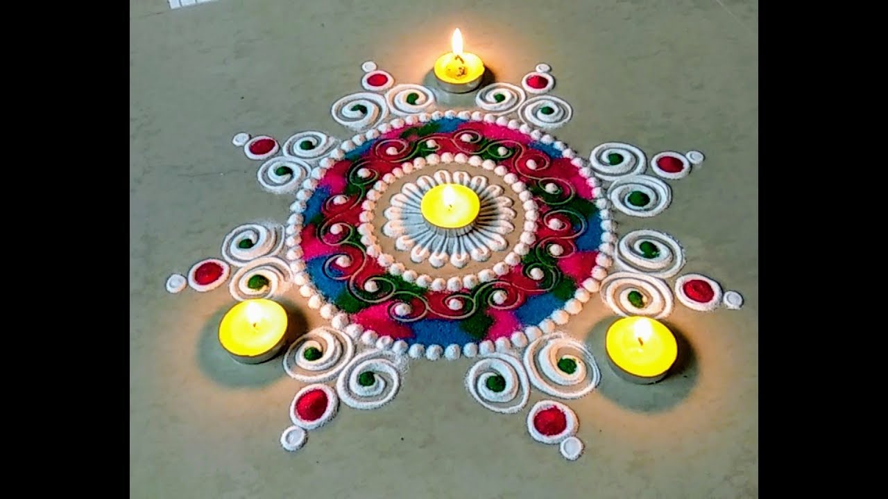 Diwali special easy and quick rangoli design 2018 - YouTube