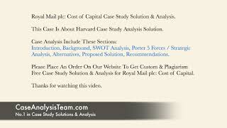 Royal Mail plc Cost of Capital Case Study Solution & Analysis