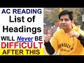 AC READING: List of Headings Will NOT Be Difficult At All