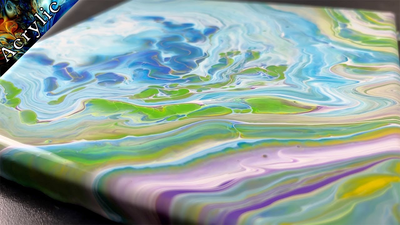 Easy Acrylic pour Painting Beginner Swirl technique YouTube