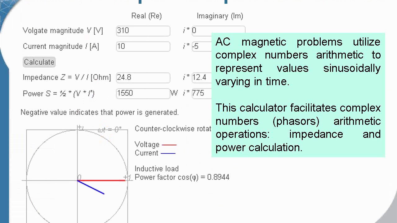 QuickField Free Tool Power and impedance phasor calculator YouTube