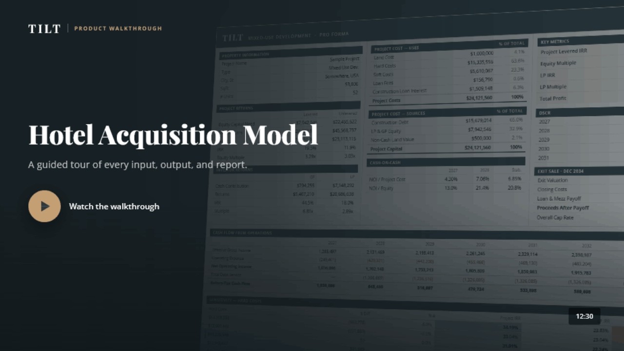 TILT Hotel Acquisition Model Walkthrough video thumbnail