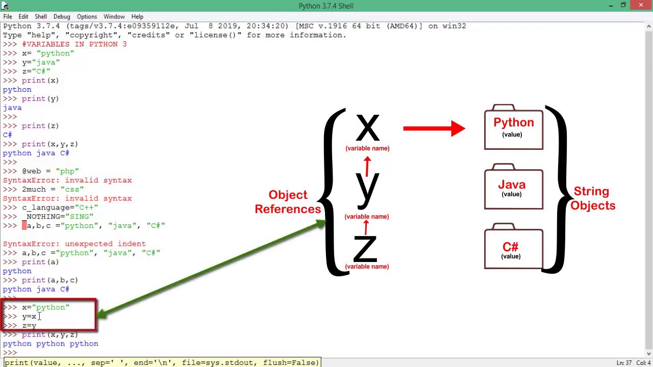 assignment in python variables