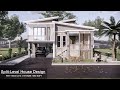 Split-Level House Design with 4 Bedrooms (12x12 Meters)