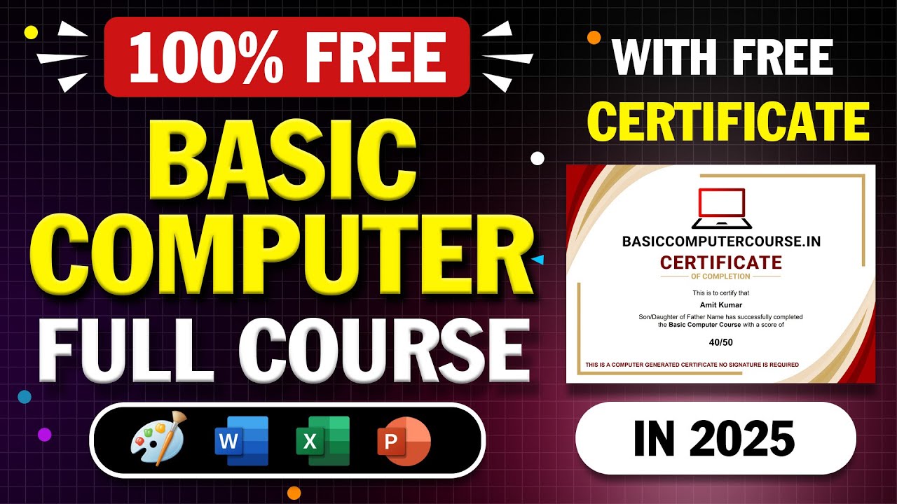 Basic Computer Course With Certificate | 100% FREE | 2025 - YouTube