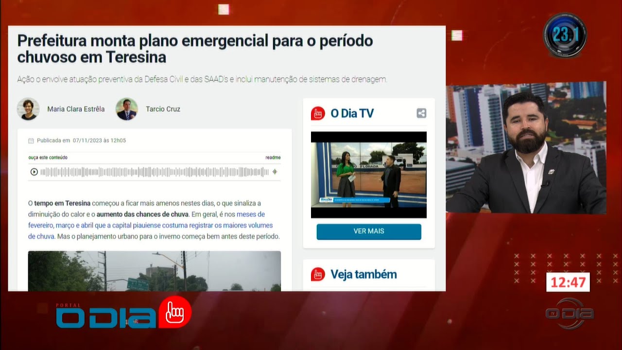 Notícias do Portal O Dia no programa Rota do Dia 07 11 2023