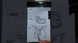 Cara menggambar kupu kupu sesuai tingkatan#shorts #drawing #art
